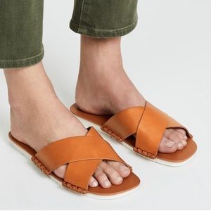 SOLD. Vince Nico cross strap leather slide sandal